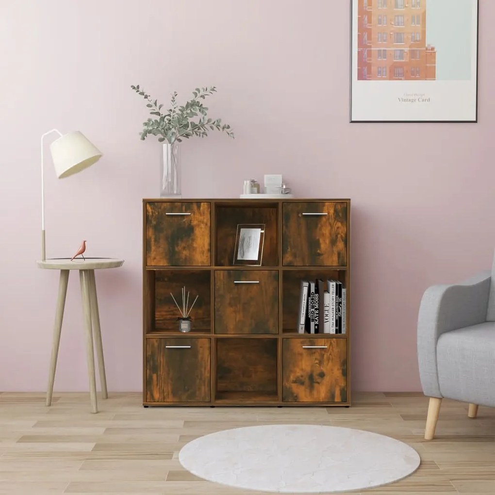 vidaXL Bibliotecă, stejar fumuriu, 90x30x90 cm, lemn prelucrat