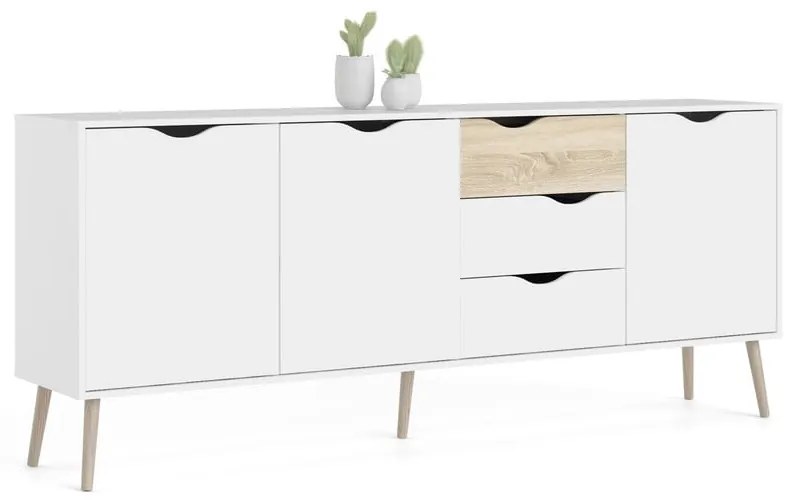 Comodă albă 196x82x39 cm Oslo – Tvilum