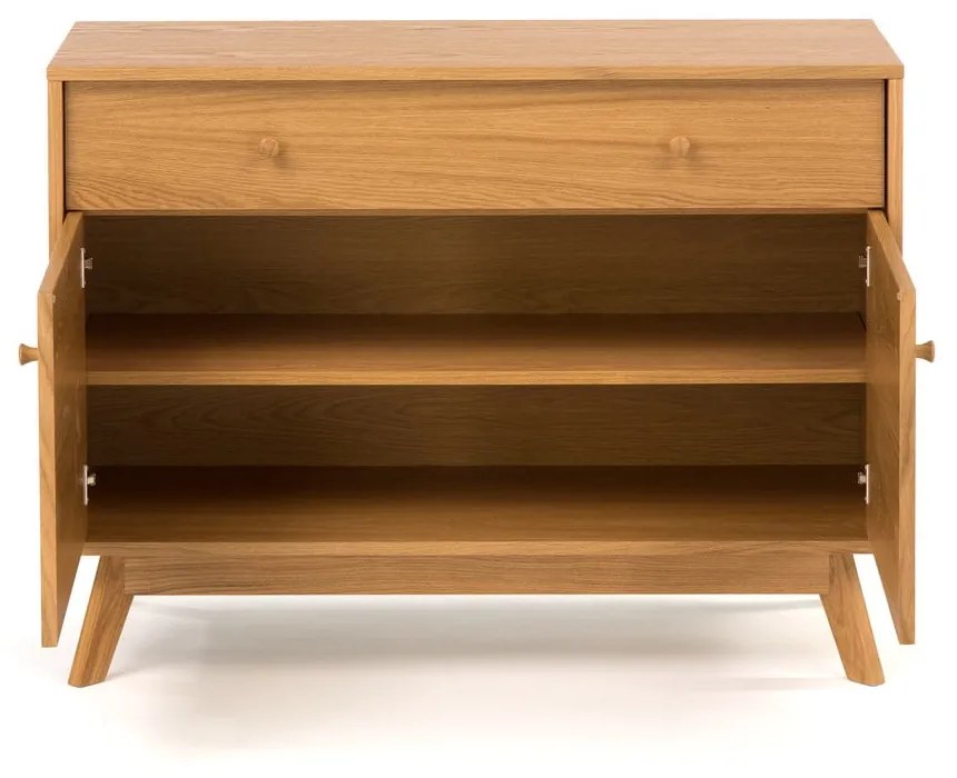 Comodă în culoare naturală joasă cu aspect de lemn de stejar 100x75 cm Kensal – Woodman