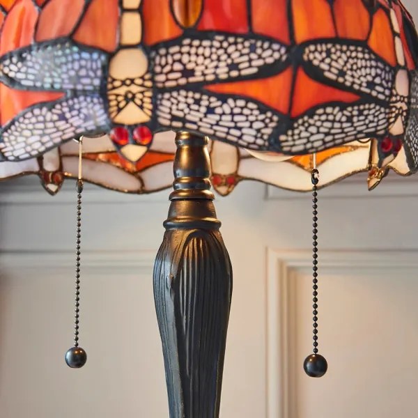 Endon 64092 - Lampă de masă Tiffany DRAGONFLY, 2xE27/60W/230V, Ø 30 cm