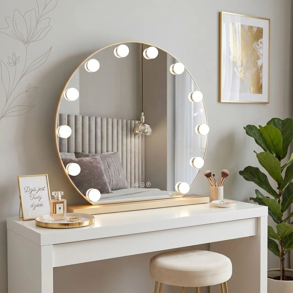 Oglindă LED HOLLYWOOD L. Gold 50 cm