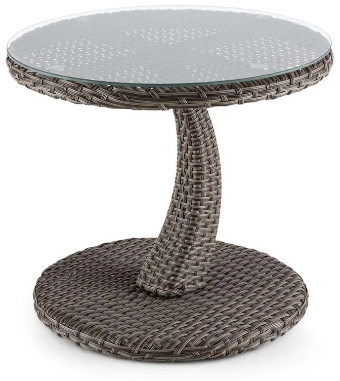 Tabula, masă, 50 cm, sticlă, poliuretan, aluminiu, maro