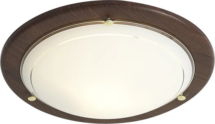 Plafonieră clasică din lemn de nuc cu sticlă albă - Mesiac