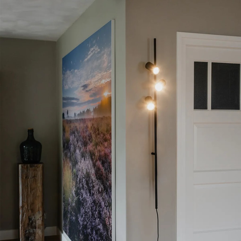 Lampă de perete inteligentă neagră cu întrerupător cu picior 3 lumini incl. 3 Wifi GU10 50mm - Jeana Luxe