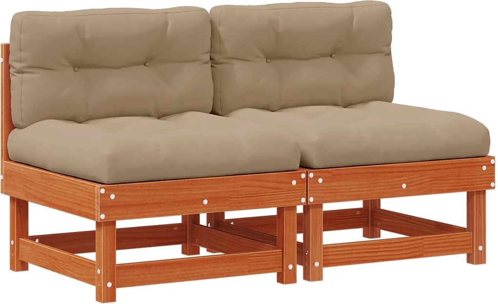 vidaXL Canapea de Grădină Din Mijloc Lemn masiv de pin Maro Ceară