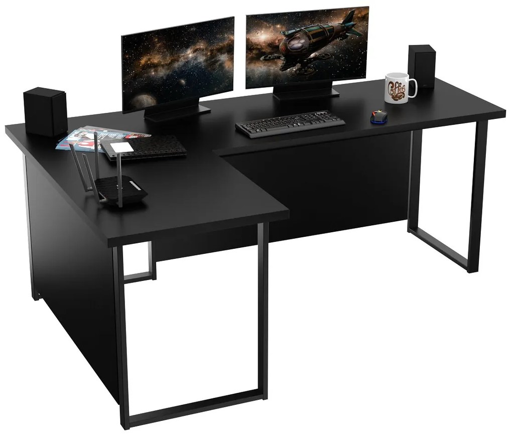 Masă PC de colț Vintid (Negru). 1054978