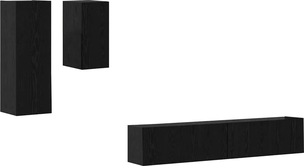 vidaXL Dulap pentru TV pe Perete 3 pcs Stejar Negru Lemn compozit