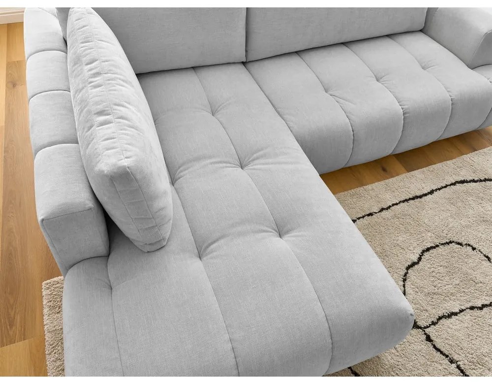 Colțar gri deschis extensibil/cu spațiu de depozitare (cu colț pe partea stângă/în formă de ”L”) Fuji – Bobochic Paris