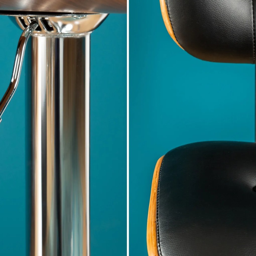 Scaun bar design deosebit Classico 115cm, negru/ nuc A-39040 VC