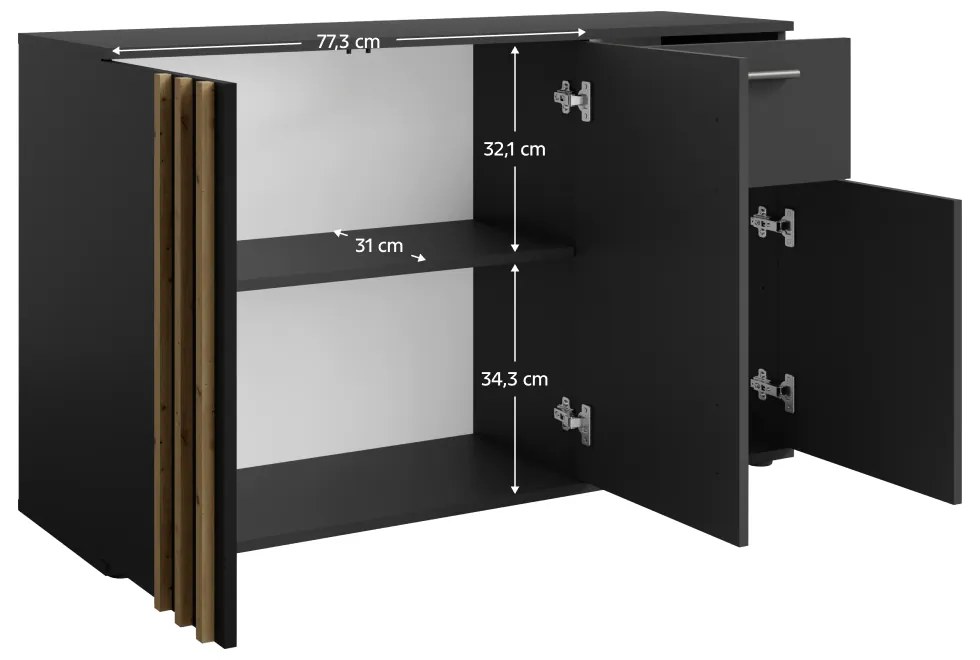 Comodă TOLIS 3D1S, negru