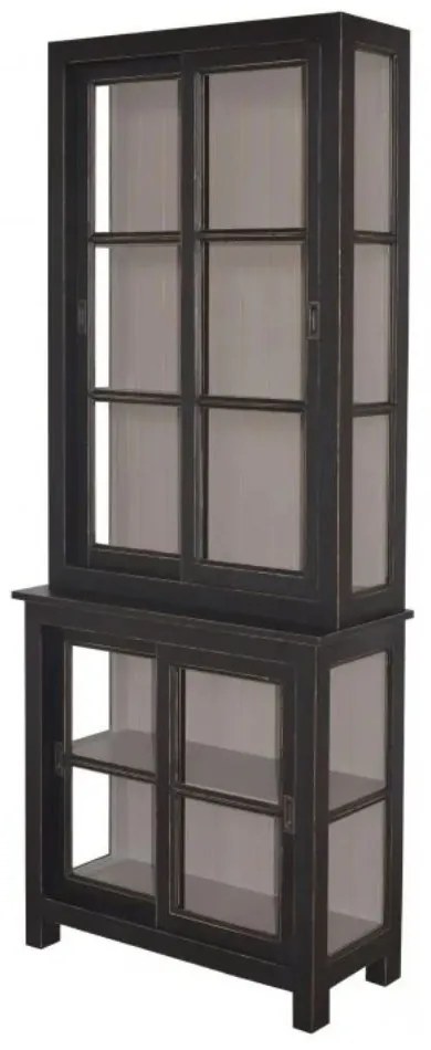 Vitrina neagra din lemn de pin, aspect vintage, Gloria