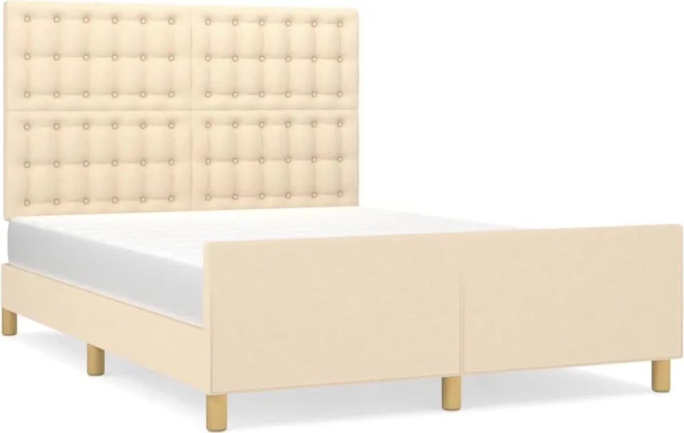 vidaXL Cadru de pat fără saltea, crem, 140x200 cm, textil