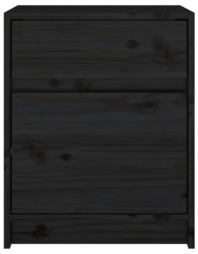 Noptiera, negru, 40x31x50 cm, lemn masiv de pin 1, Negru