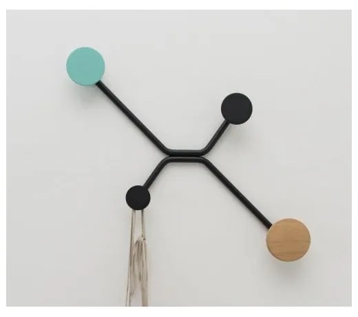 Cuier de perete Gazzda Hook, detaliu verde mentolat, negru