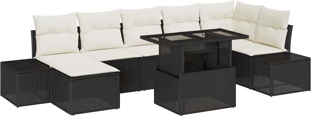vidaXL Set de canapele pentru grădină 8 pcs Negru Rattan poli