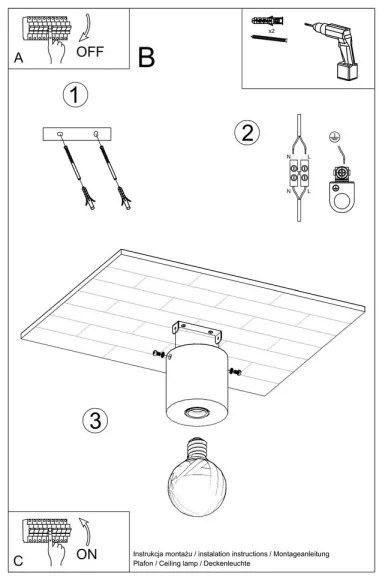 Plafonieră SALGADO 1xE27/60W/230V beton