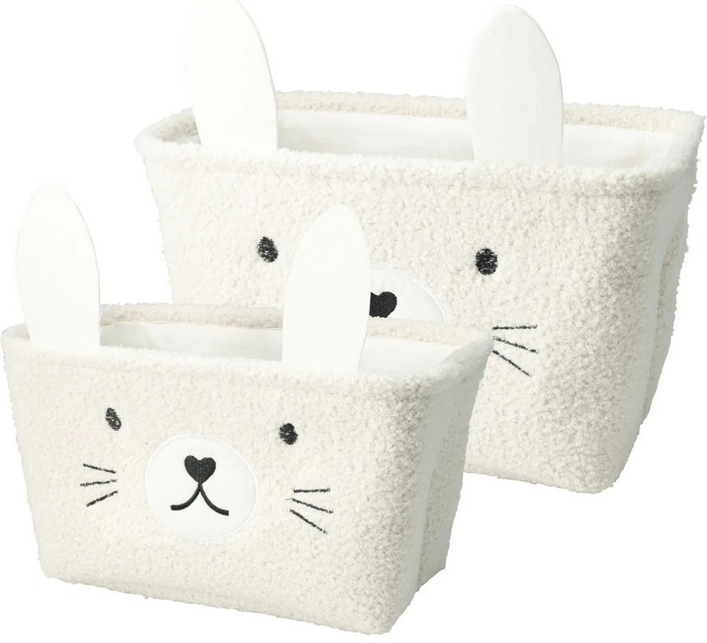 Hatu Set de coșuri de depozitare pentru copiiIepure, 2 bucăți, crem