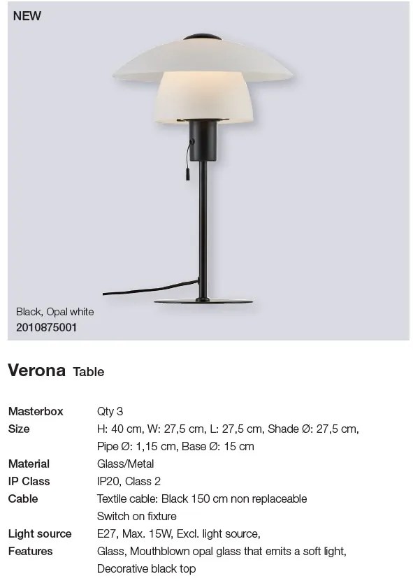Veioza design clasic scandinav Verona 2010875001 NL