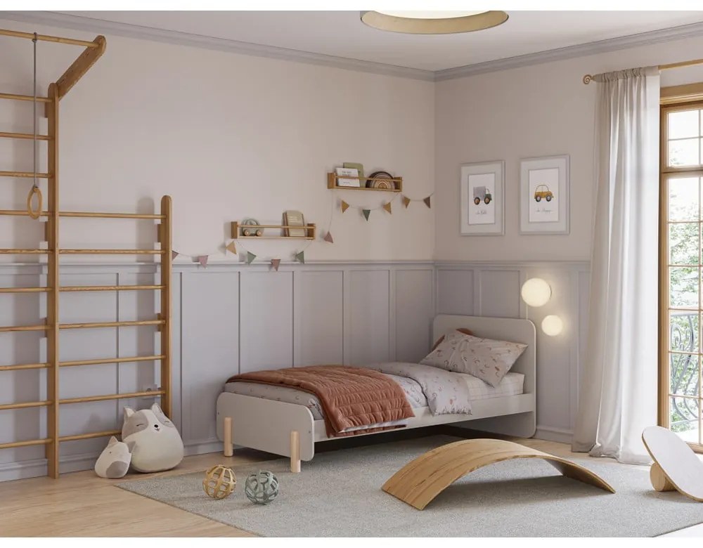 Pat pentru copii crem din lemn de pin 90x190 cm Nora – Marckeric