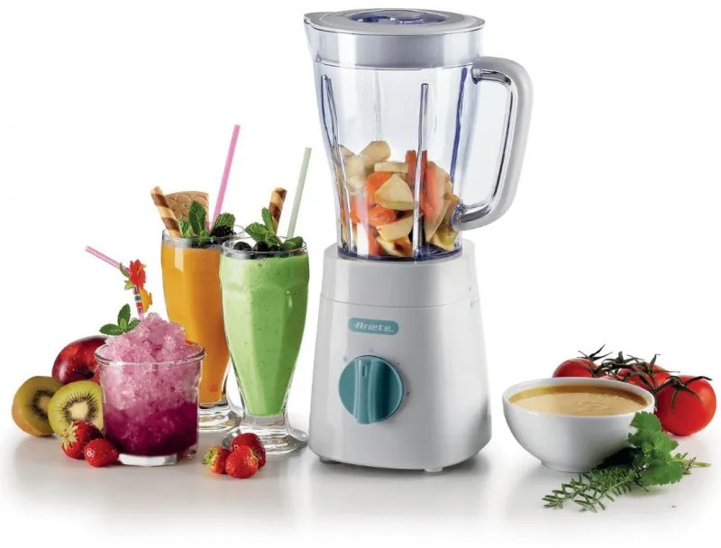 Blender Ariete BREAKFAST 0576/04, 500W, 1.5 L, 2 viteze + pulse, 4 lame otel, Alb