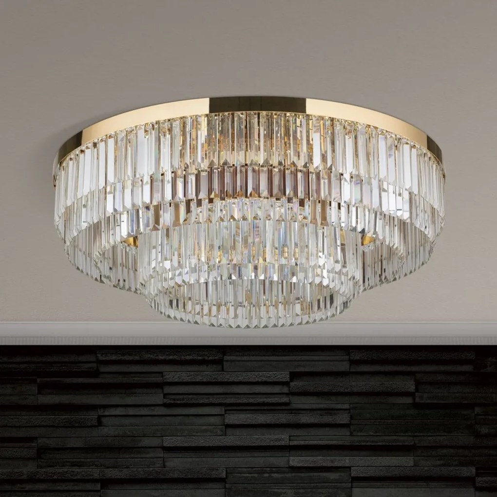 Lustra LED aplicata cristal design elegant lux PRISM D-95cm aurie 24K