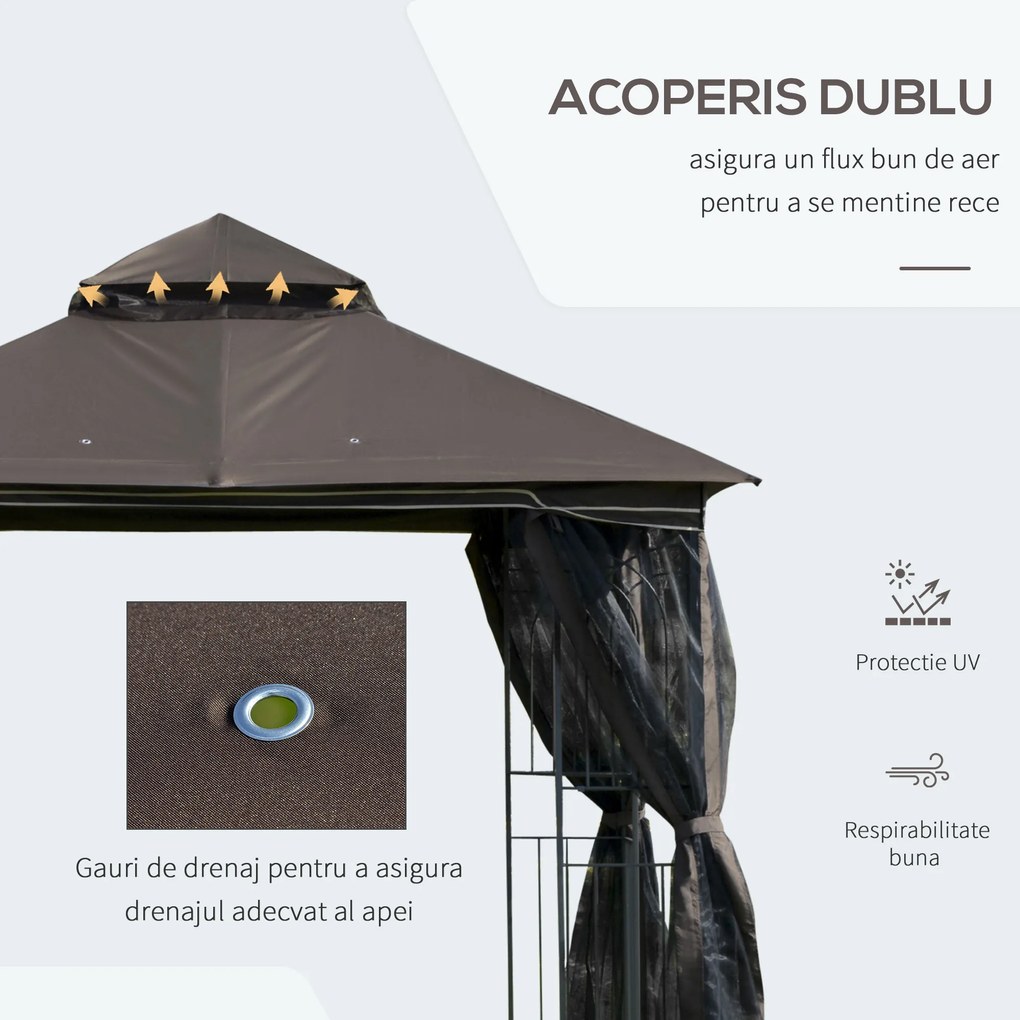 Outsunny Foisor pentru Gradina din Metal Negru 3x3m | Aosom.ro