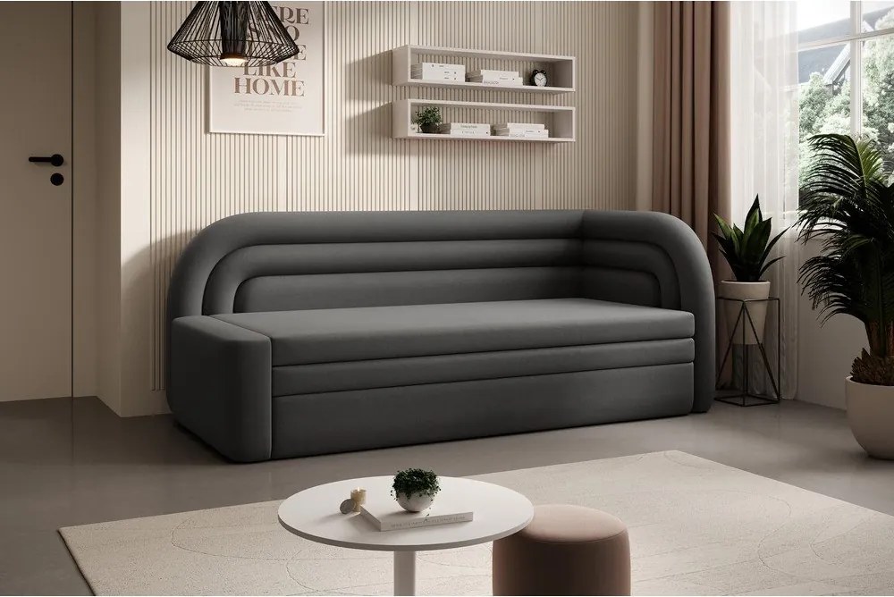 Canapea taupe extensibilă/cu spațiu de depozitare cu tapițerie din catifea cu colț pe partea dreaptă 223 cm Fabillo – ELTAP