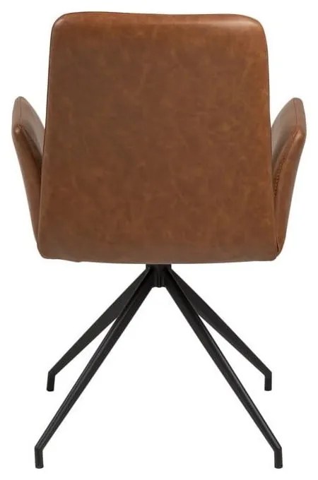 Scaun de sufragerie maro coniac cu cotiere tapițat Naya – Actona