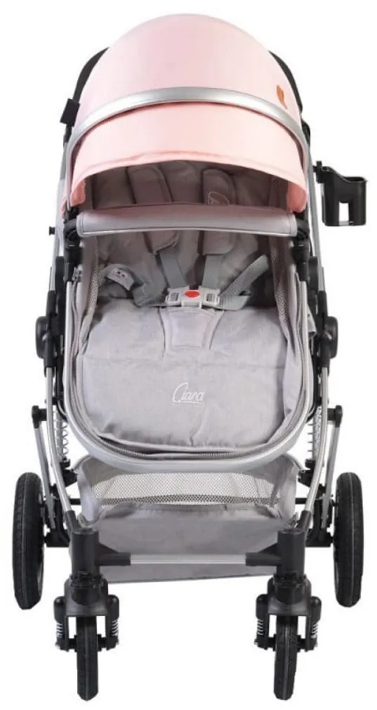 Carucior nou nascuti 2 in 1 NOVOKIDS™ Ciarra Silver PRO , Cu geanta bebe, Cadru Aluminiu , Amortizoare, Roti din cauciuc plin AVE, Landou, Modul