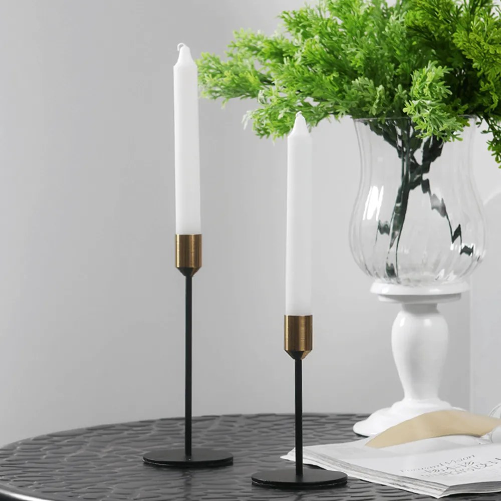 Set două sfeşnice, negru/auriu, ARLOB