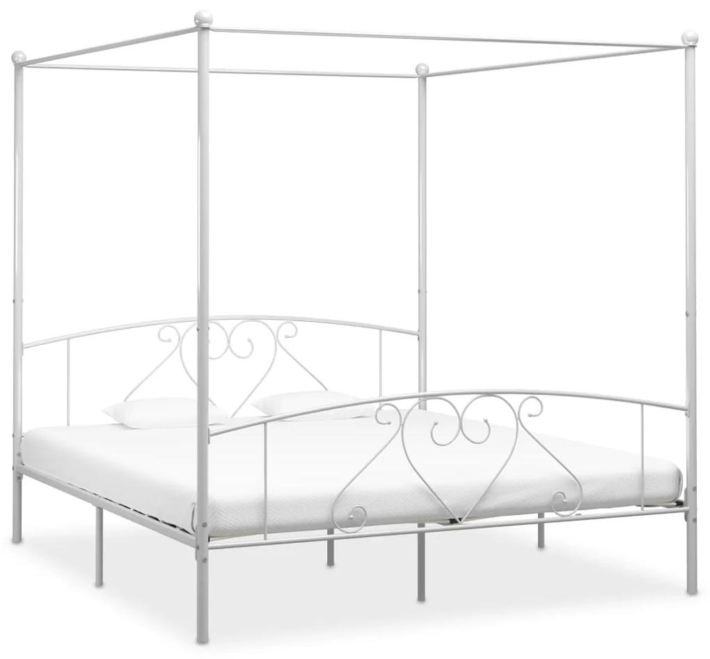 284432 vidaXL Cadru de pat cu baldachin, alb, 200 x 200 cm, metal