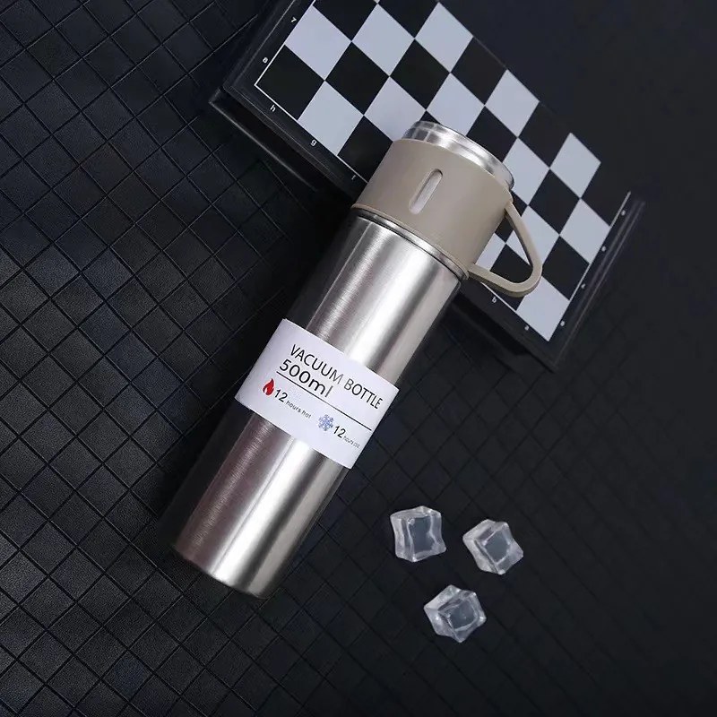 Termos 500 ml cu 3 cesti HOT&COLD, bej