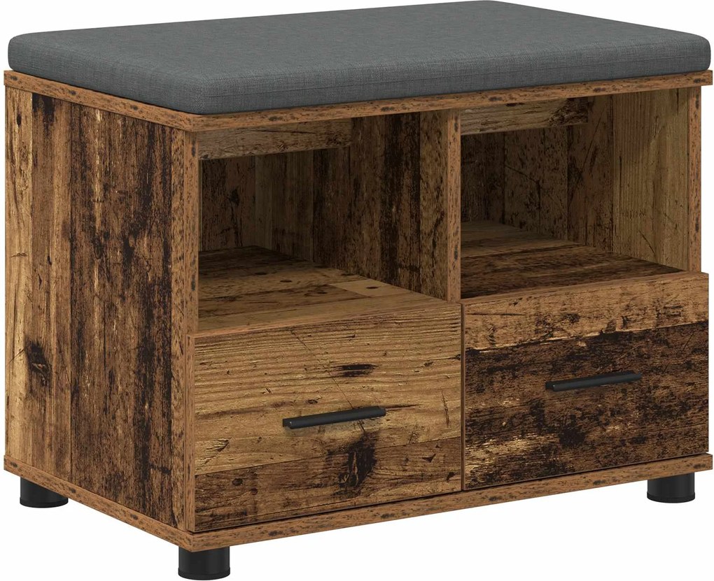 vidaXL Bancă pentru hol cu pernă cu sertar Lemn vechi 60 x 38 x 46 cm