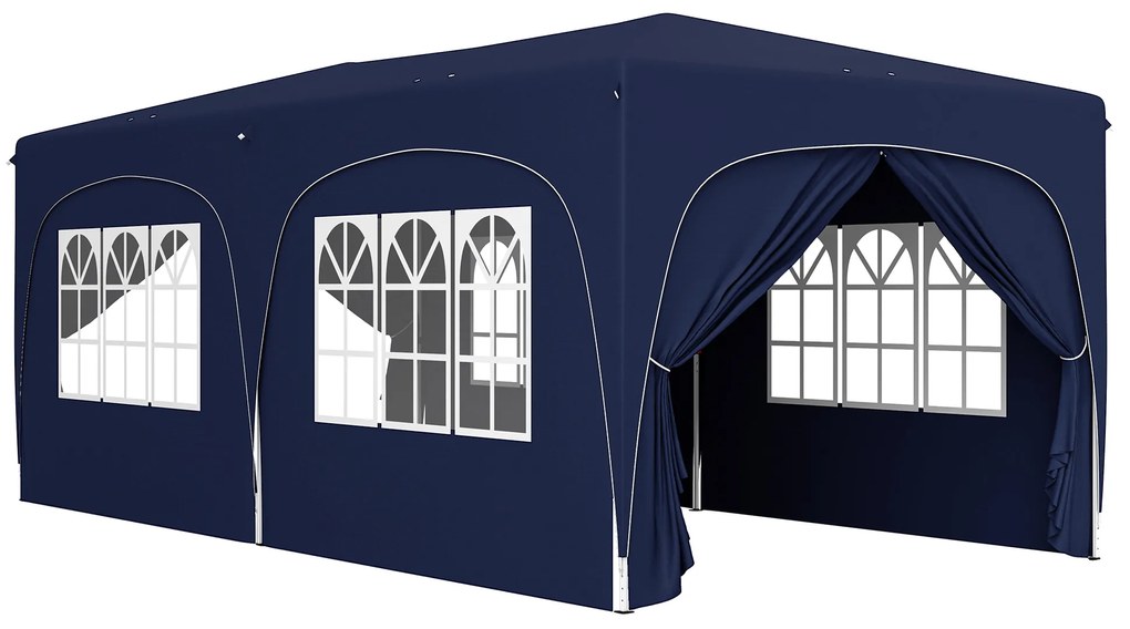 Outsunny Pavilion pop-up 3 x 6 m cu pereți laterali, cort de grădină reglabil în înălțime UPF50+ cu husă de transport și saci de nisip | Aosom Romania