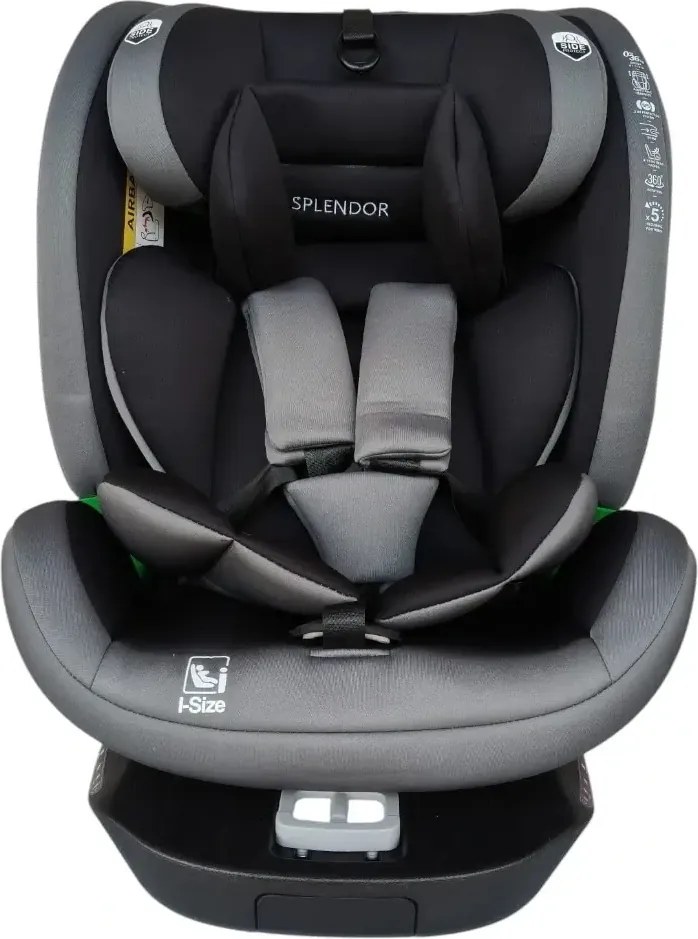 Scaun auto ISOFIX rotatie 360 grade NOVOKIDS Splend'or Edition HD-18, R129 i-Size, 40-150 cm, 0-36 kg, Gri