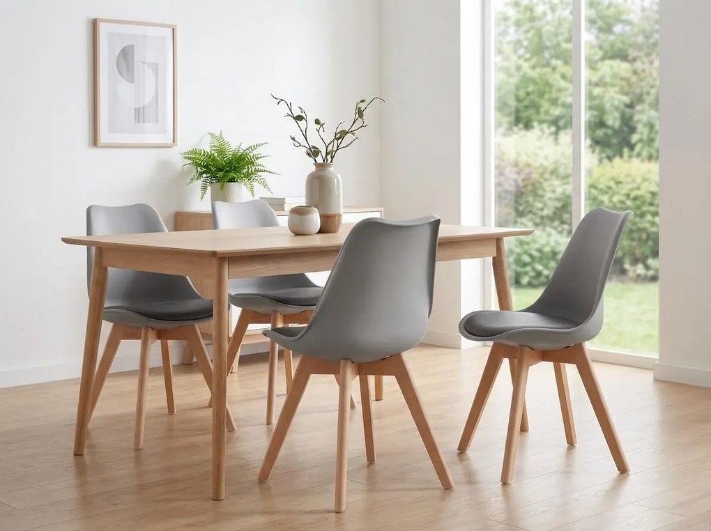 Scaun GRI BALI MARK cu picioare din lemn de fag, sezut gri inchis