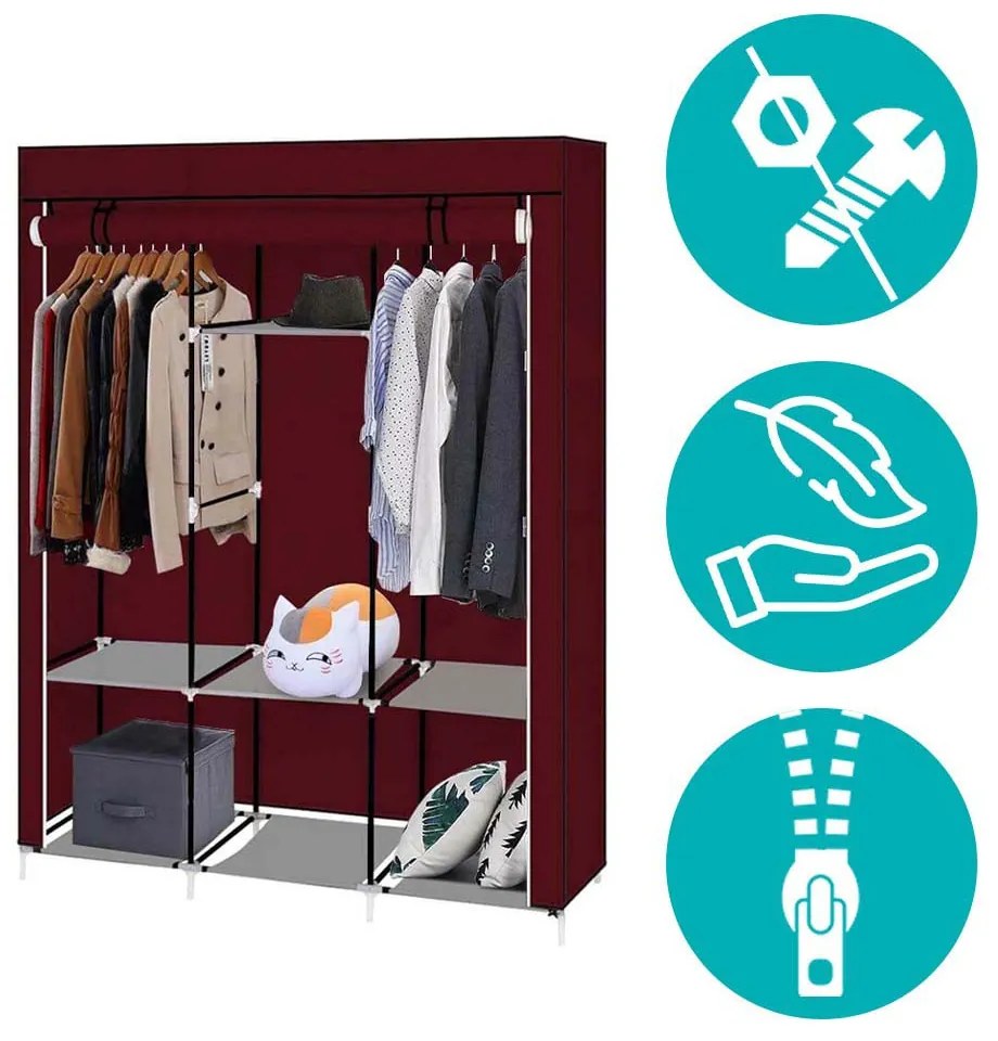 Sifonier mobil, dimensiuni 130x45x170 cm-visiniu