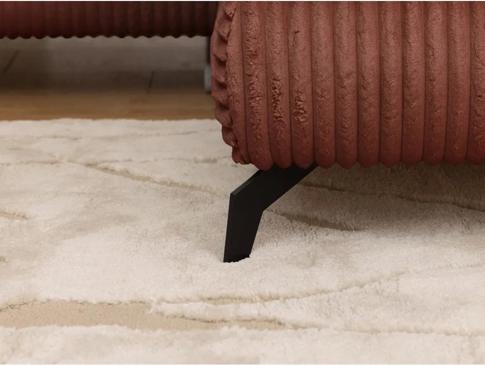 Colțar teracotă cu tapițerie din catifea reiată (cu colț pe partea dreaptă/în formă de ”L”) Marbeya – Ropez