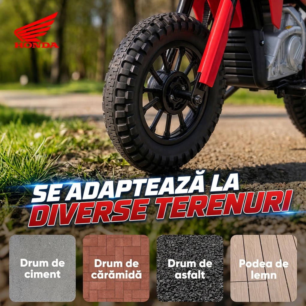 AIYAPLAY Motocicletă electrică pentru copii 3+ ani, Honda CRF 450R cu licență, 12 V, baterie cu litiu, suspensie, roșu | Aosom Romania
