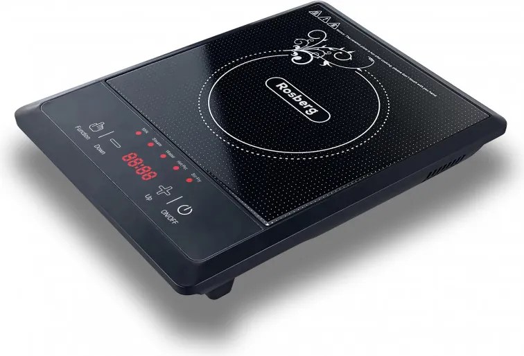 La mâna a doua: Plita cu inductie Rosberg R51445J, 2000W, 25x25 cm, 8 trepte, 8 setari de temp., 5 programe, Negru