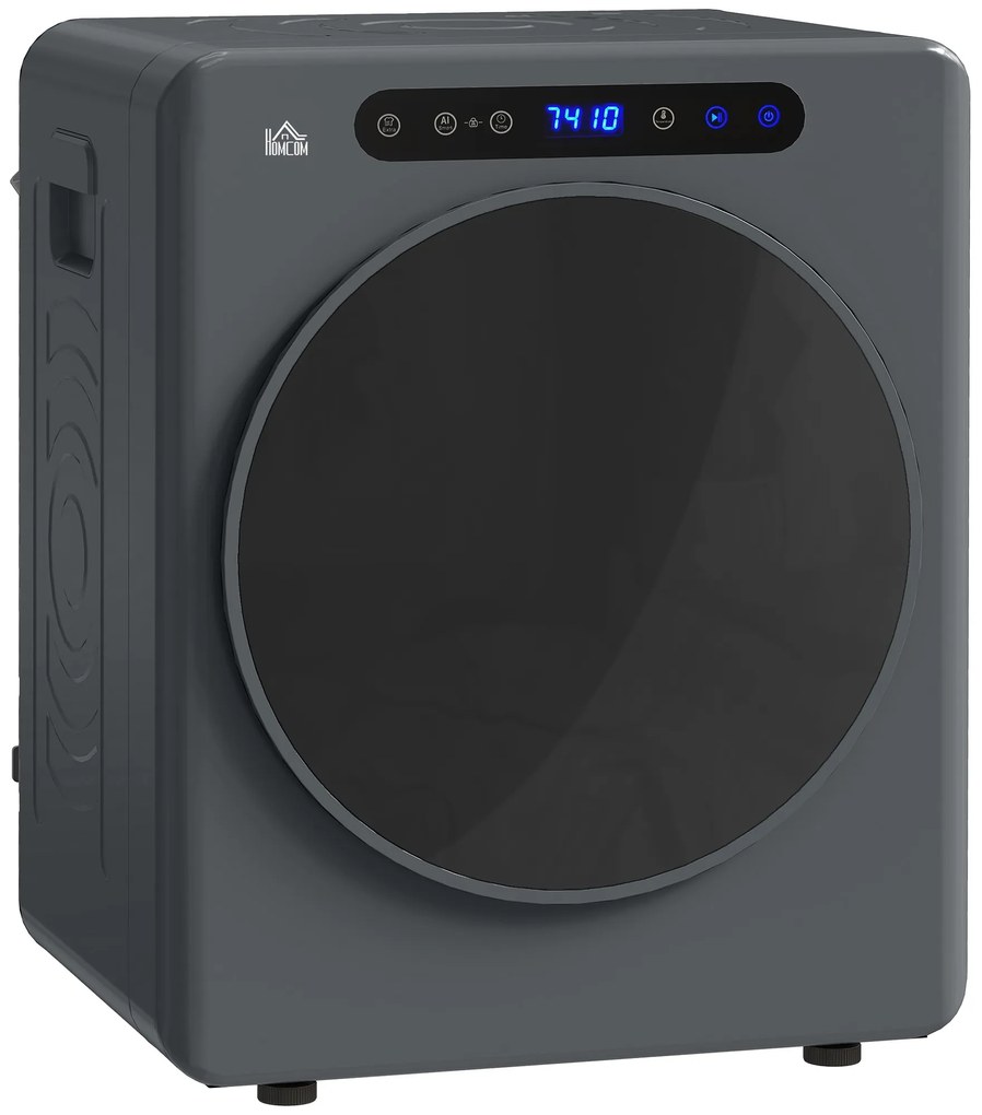 HOMCOM Uscător de Rufe, 6 Programe, 40-60℃, Capacitate de 4 kg, Compact, Control Tactil, Gri | Aosom Romania