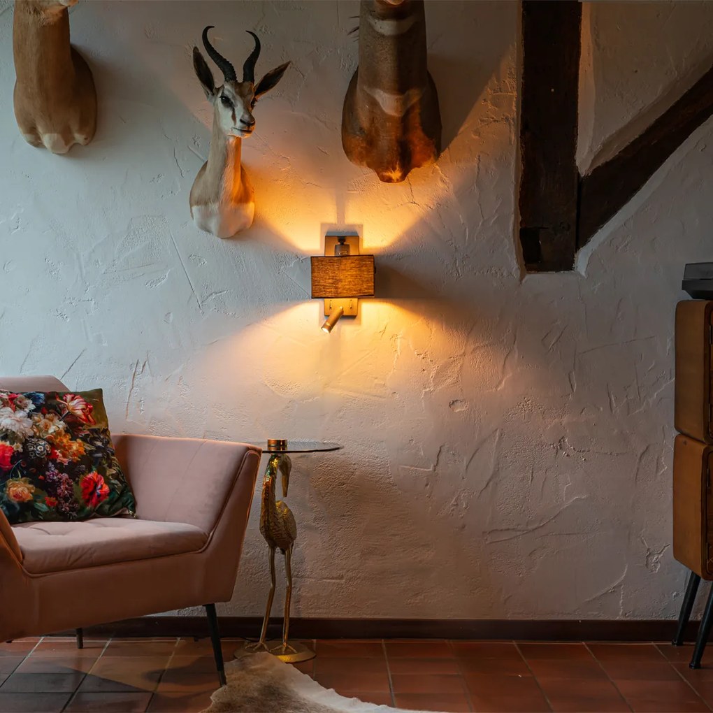 Lampa de perete moderna neagra patrata cu lampa de citit - Puglia