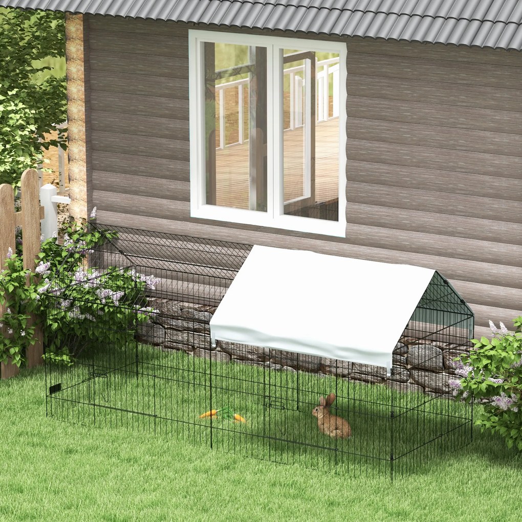 PawHut Cușcă pentru găini cu Acoperiș din Țesătură 220x85x103cm Argintiu | Aosom Romania