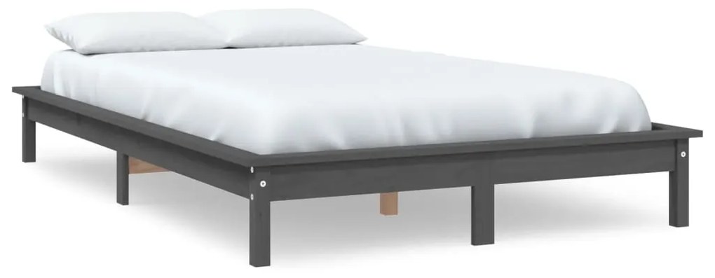 820543 vidaXL Cadru de pat, gri, 140x200 cm, lemn masiv de pin