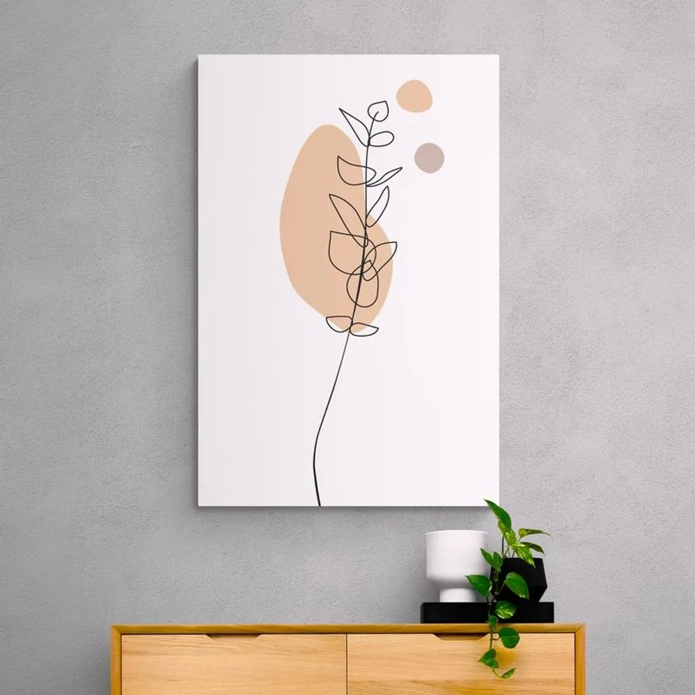 Tablou frunză minimalistă pe fundal alb No3