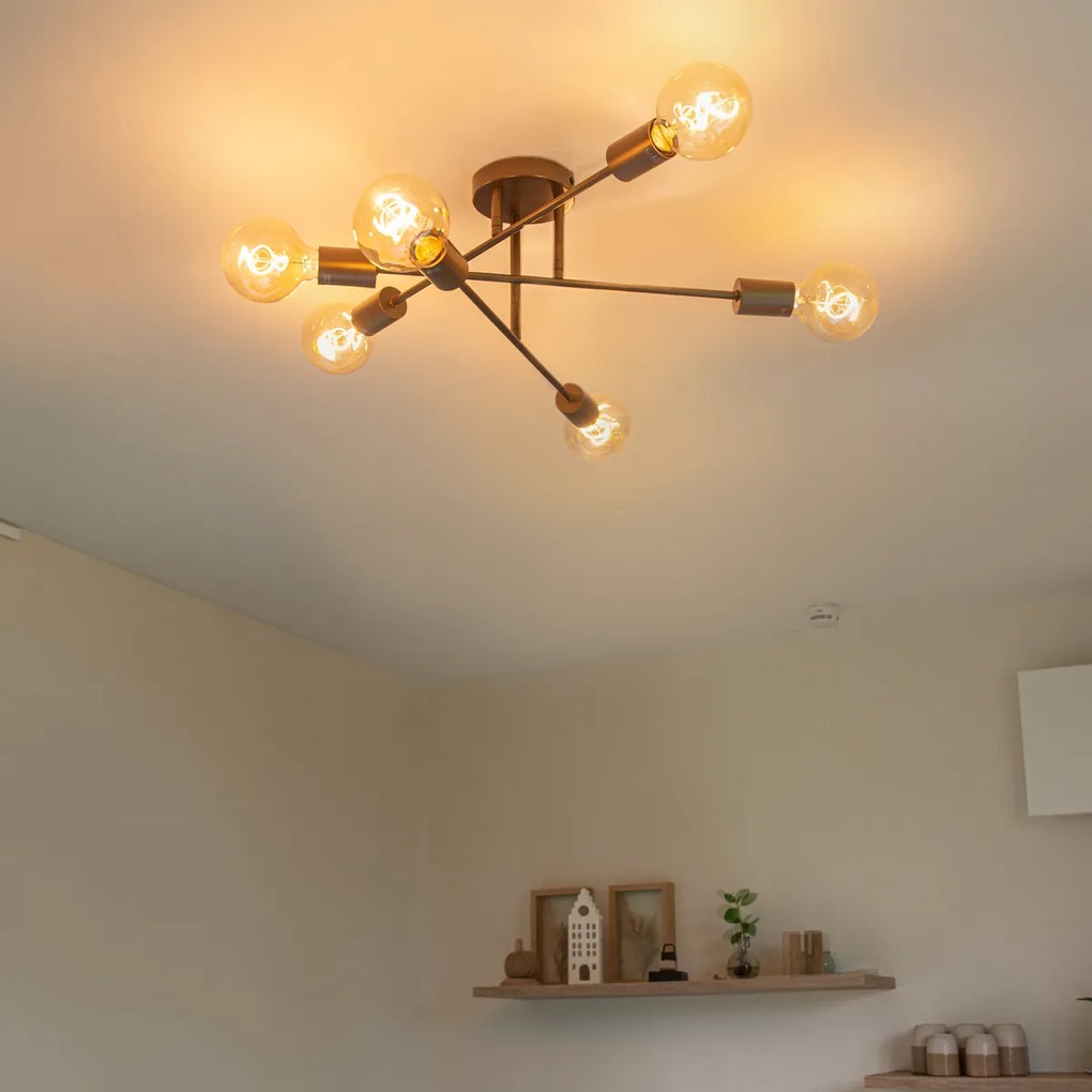 Plafonieră inteligentă bronz închis cu 6 lumini, inclusiv 6 Wifi G95 - Sydney