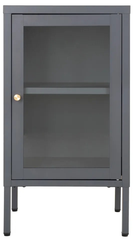 Vitrină Dalby, 1 ușă, oțel, gri 38x35x70 cm