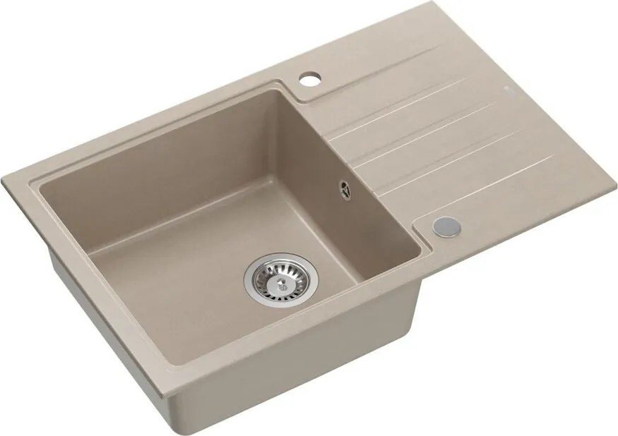 Chiuveta compozit incastrata Quadron Pop Peter 111 bej - inox 78x50 cm