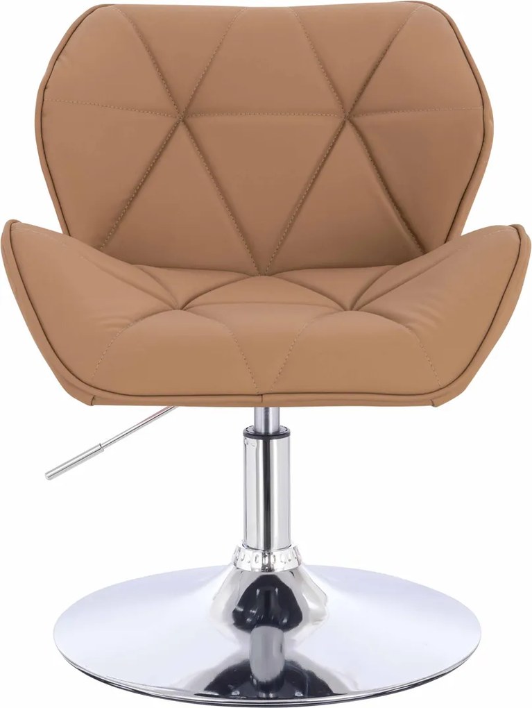 HR111N Scaun Caramel Piele Ecologica Premium Soft cu Bază Cromata