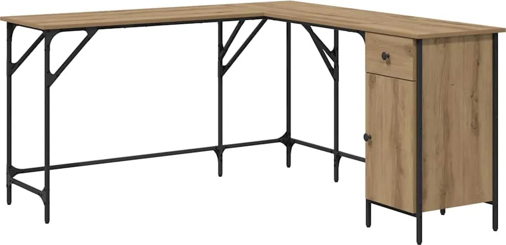 vidaXL Birou Stejar Artizanal 141 x 141 x 75 cm Lemn compozit